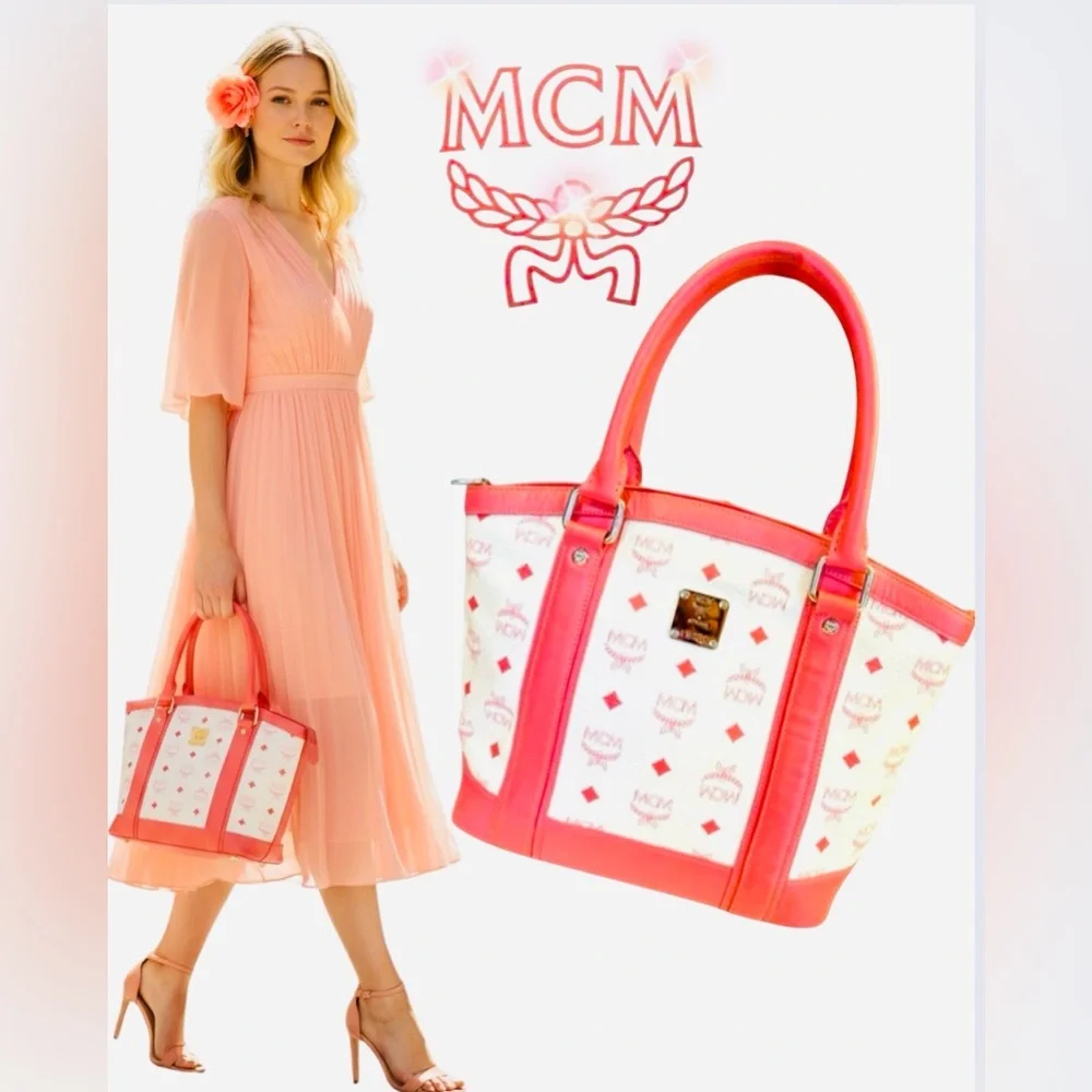 MCM Princess White & Pink Tote Bag, EUC